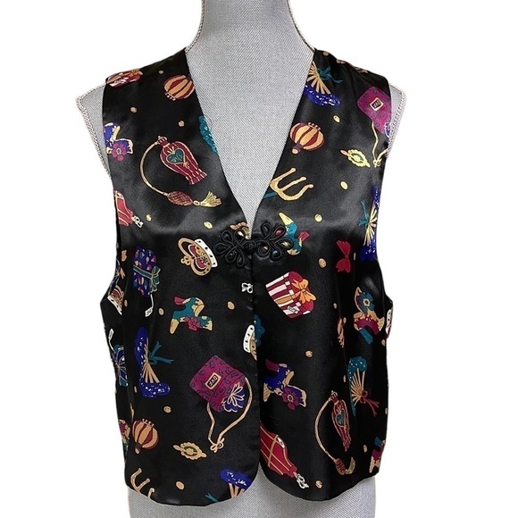 Diane von Furstenberg Vest Artsy 90s Color Authority Womens Satin size Small - Picture 1 of 5